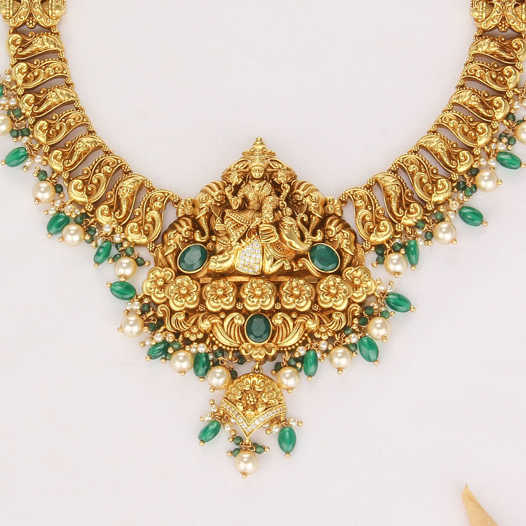 Pure 92.5 Silver, 24kt Gold Plated Aadhina Nagas Long Necklace Set | SHOBITAM