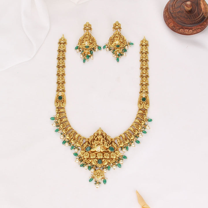 Pure 92.5 Silver, 24kt Gold Plated Aadhina Nagas Long Necklace Set | SHOBITAM