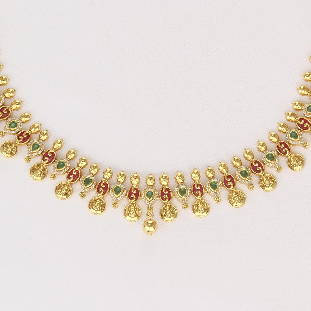 92.5 Silver Traditional Long Necklace Set | SHOBITAM