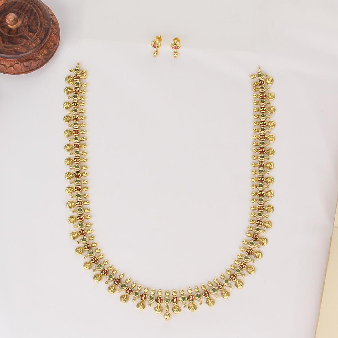 92.5 Silver Traditional Long Necklace Set | SHOBITAM