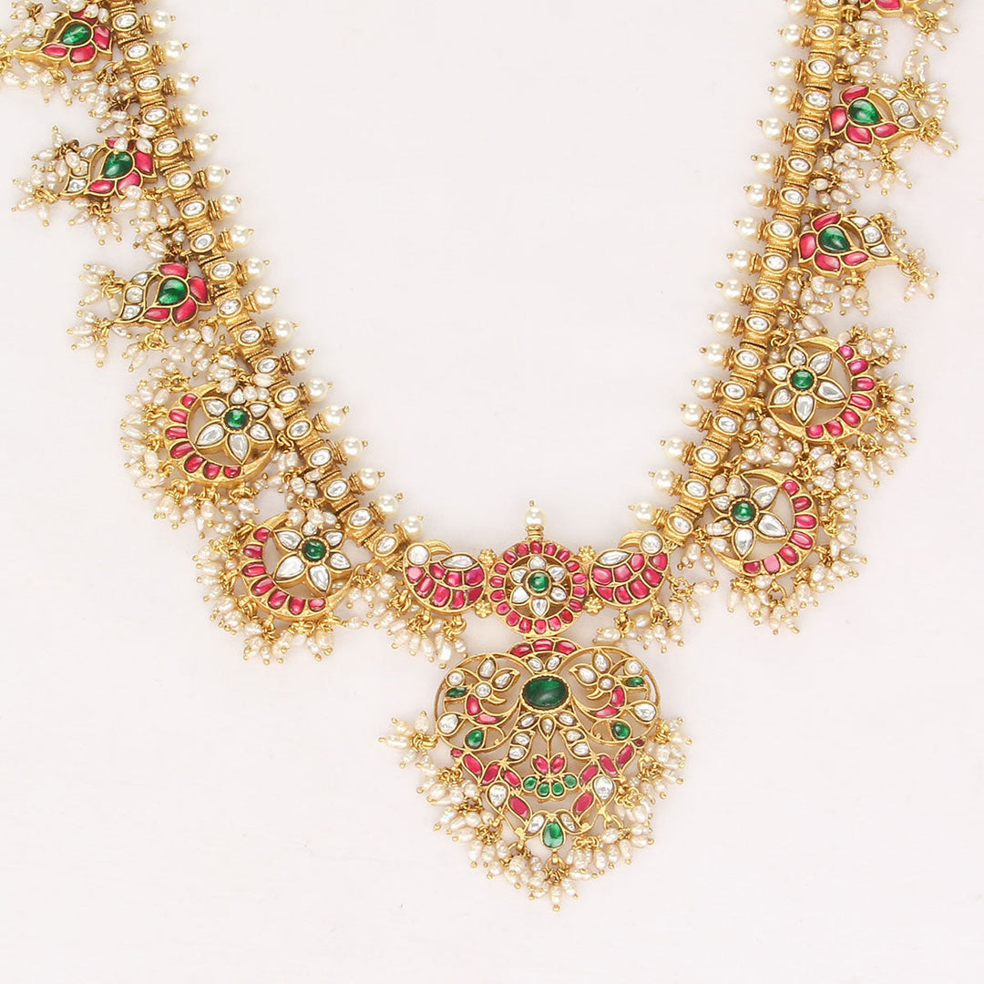 92.5 Silver Nishanthi Kundan Long Necklace | SHOBITAM