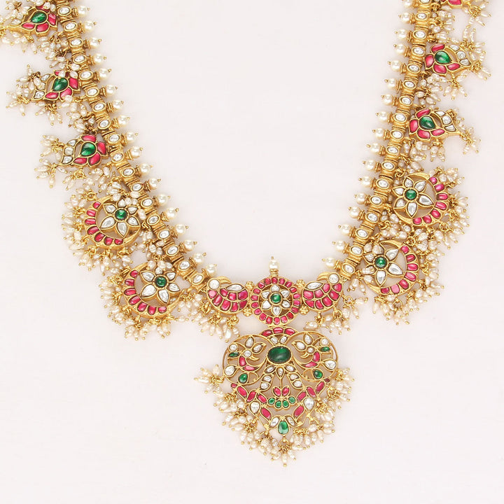 92.5 Silver Nishanthi Kundan Long Necklace | SHOBITAM