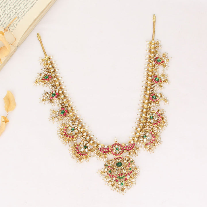 92.5 Silver Nishanthi Kundan Long Necklace | SHOBITAM