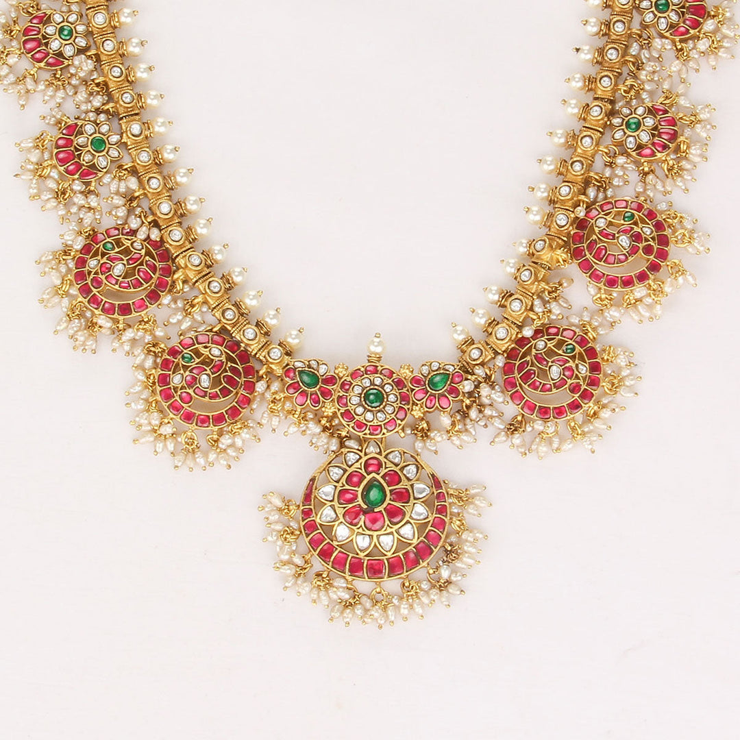 92.5 Silver, 24kt gold-plated Fabulous Kundan Long Necklace | SHOBITAM