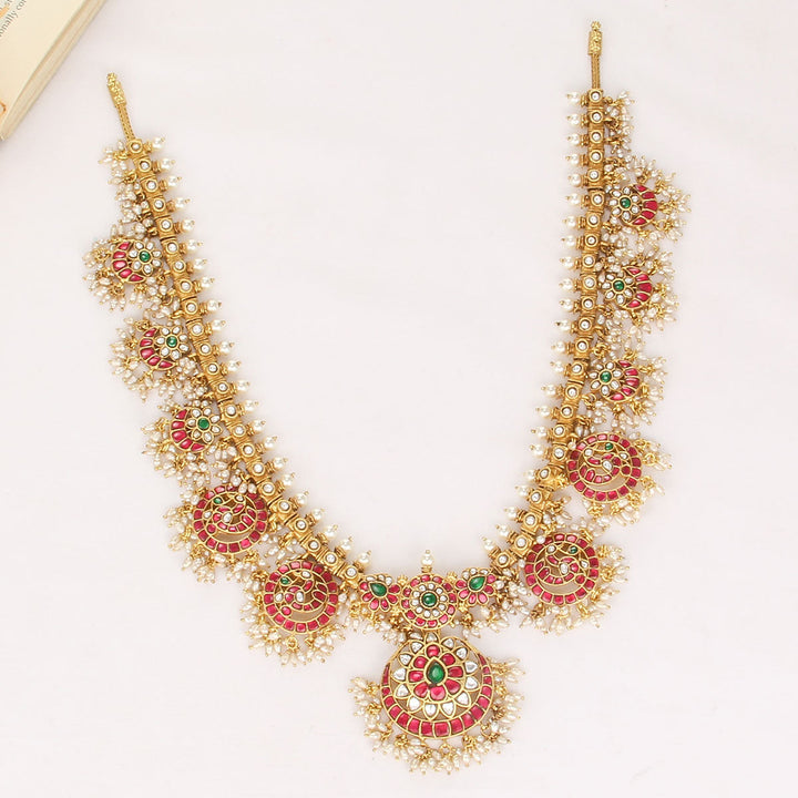 92.5 Silver, 24kt gold-plated Fabulous Kundan Long Necklace | SHOBITAM