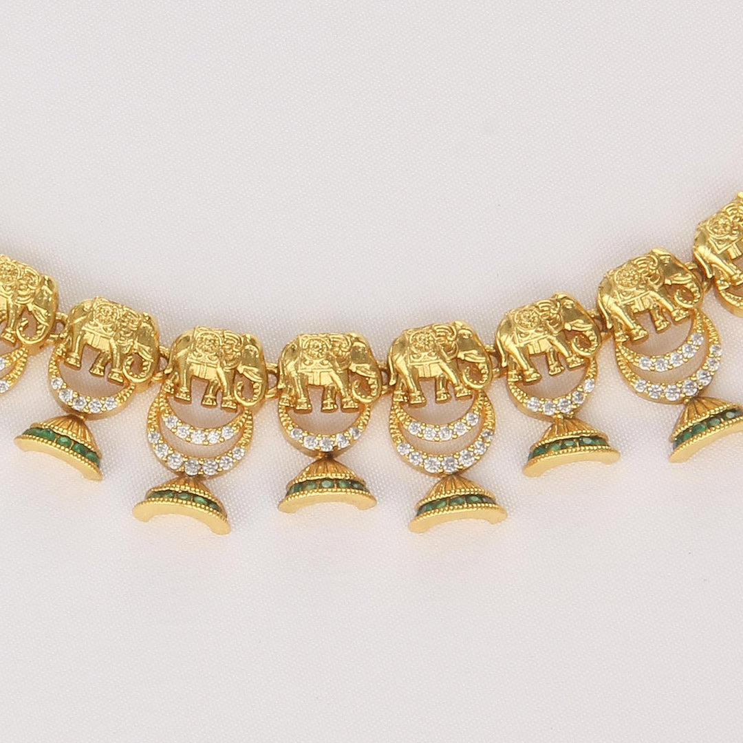 Pure 92.5 Silver, 24kt Gold Plated Beautiful Short Necklace Set | SHOBITAM