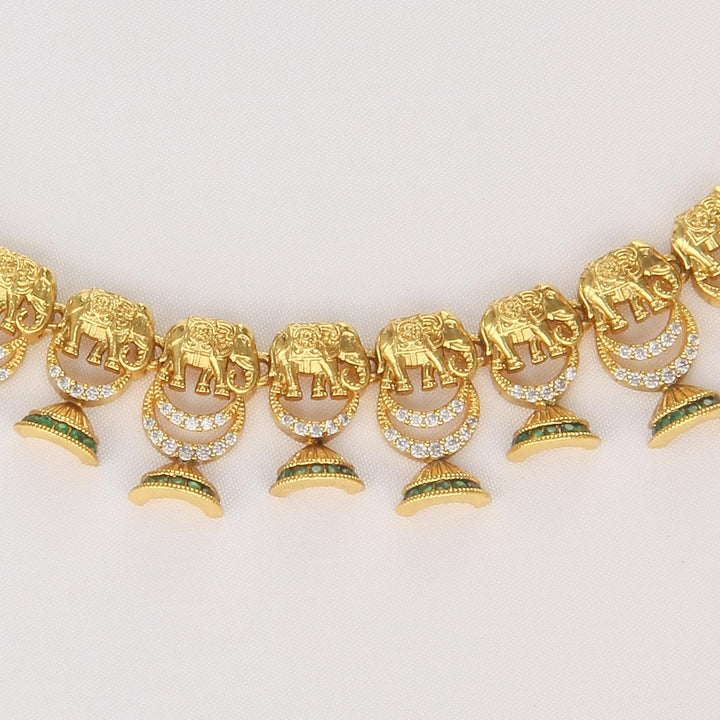Pure 92.5 Silver, 24kt Gold Plated Beautiful Short Necklace Set | SHOBITAM