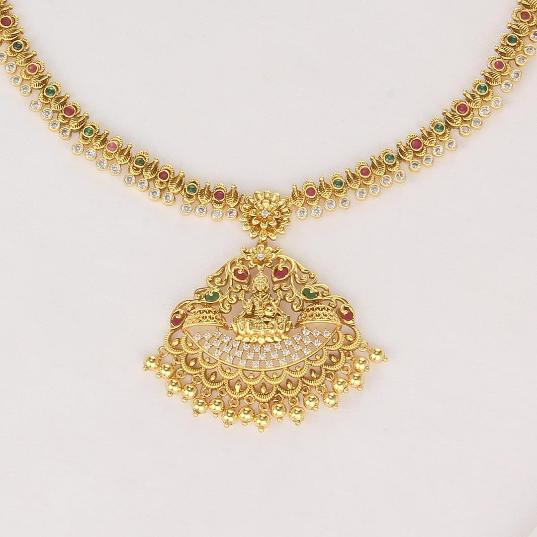 Pure 92.5 Silver, 24kt Gold Plated Charming Long Necklace Set | SHOBITAM