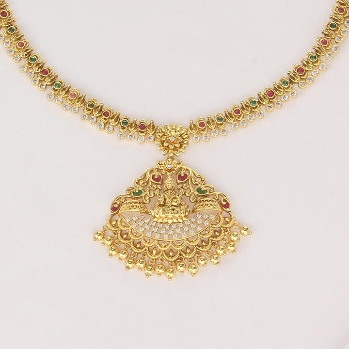 Pure 92.5 Silver, 24kt Gold Plated Charming Long Necklace Set | SHOBITAM