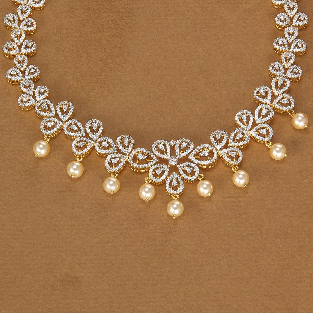 Pure 92.5 Silver Janisha Avikam Short Necklace Set | SHOBITAM