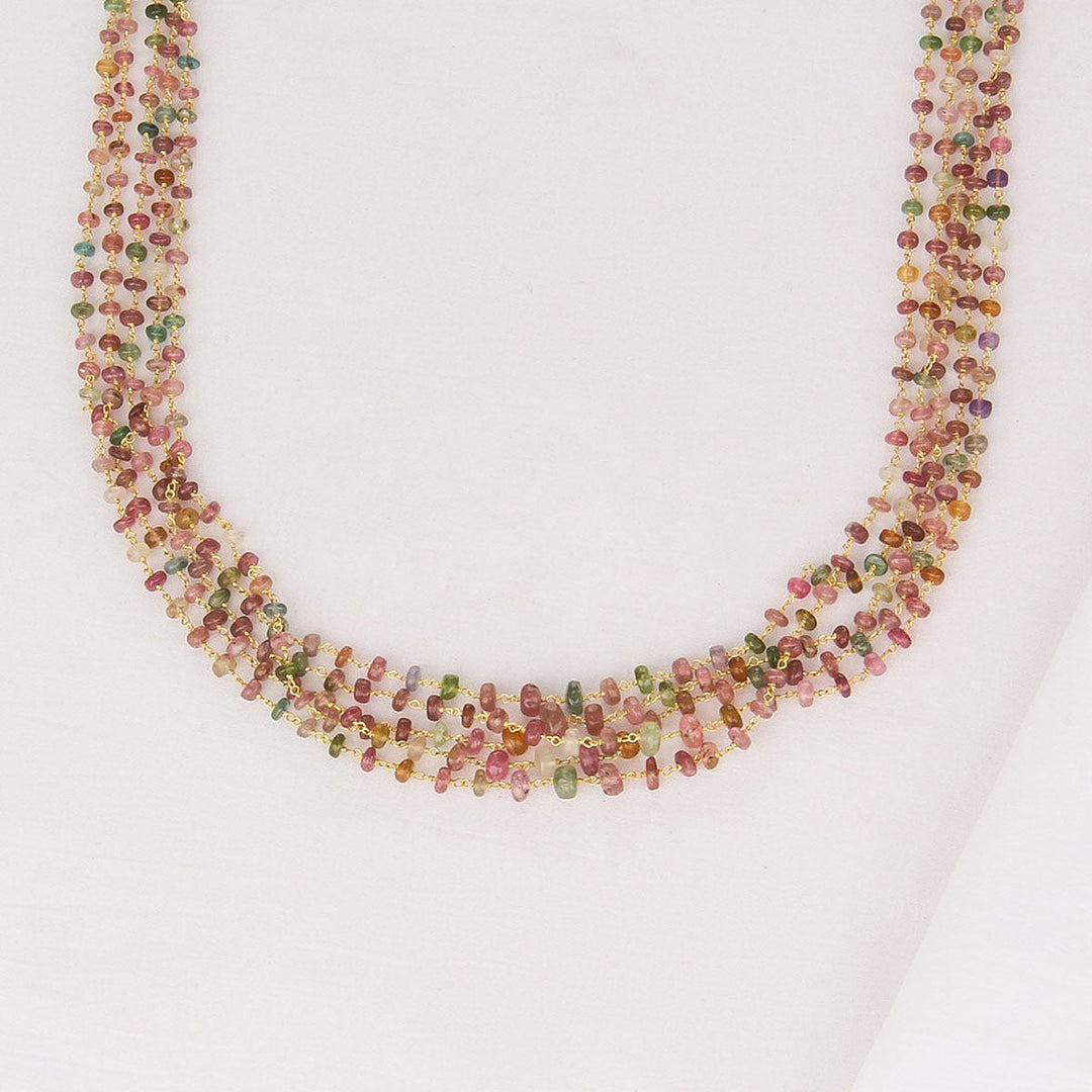 Pure 92.5 Silver, Gold Plated Diana Beads Necklace | SHOBITAM