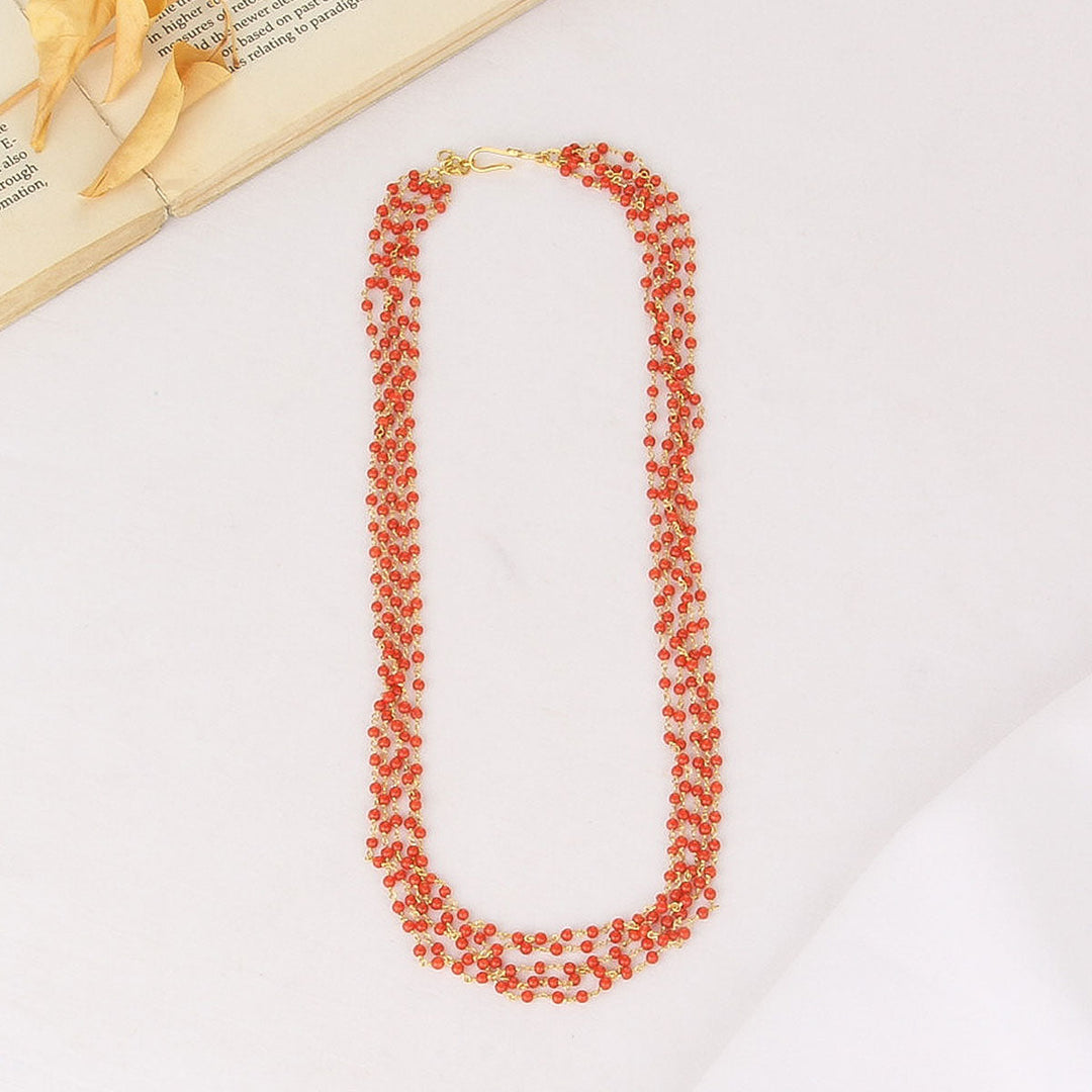Pure 92.5 Silver, Gold Plated Orango Beads Necklace | SHOBITAM