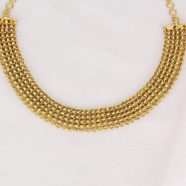 92.5 Silver and 24kt Gold Plated, Kshira Nagas Short Necklace | SHOBITAM