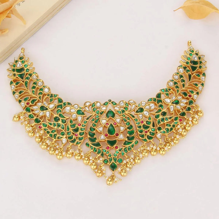 92.5 Silver, 24-kt Gold Plated Reyna Kundan Short Necklace