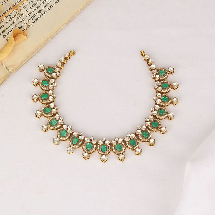 Pure 92.5 Silver, 24kt Gold Plated Vishaka Short Necklace | SHOBITAM