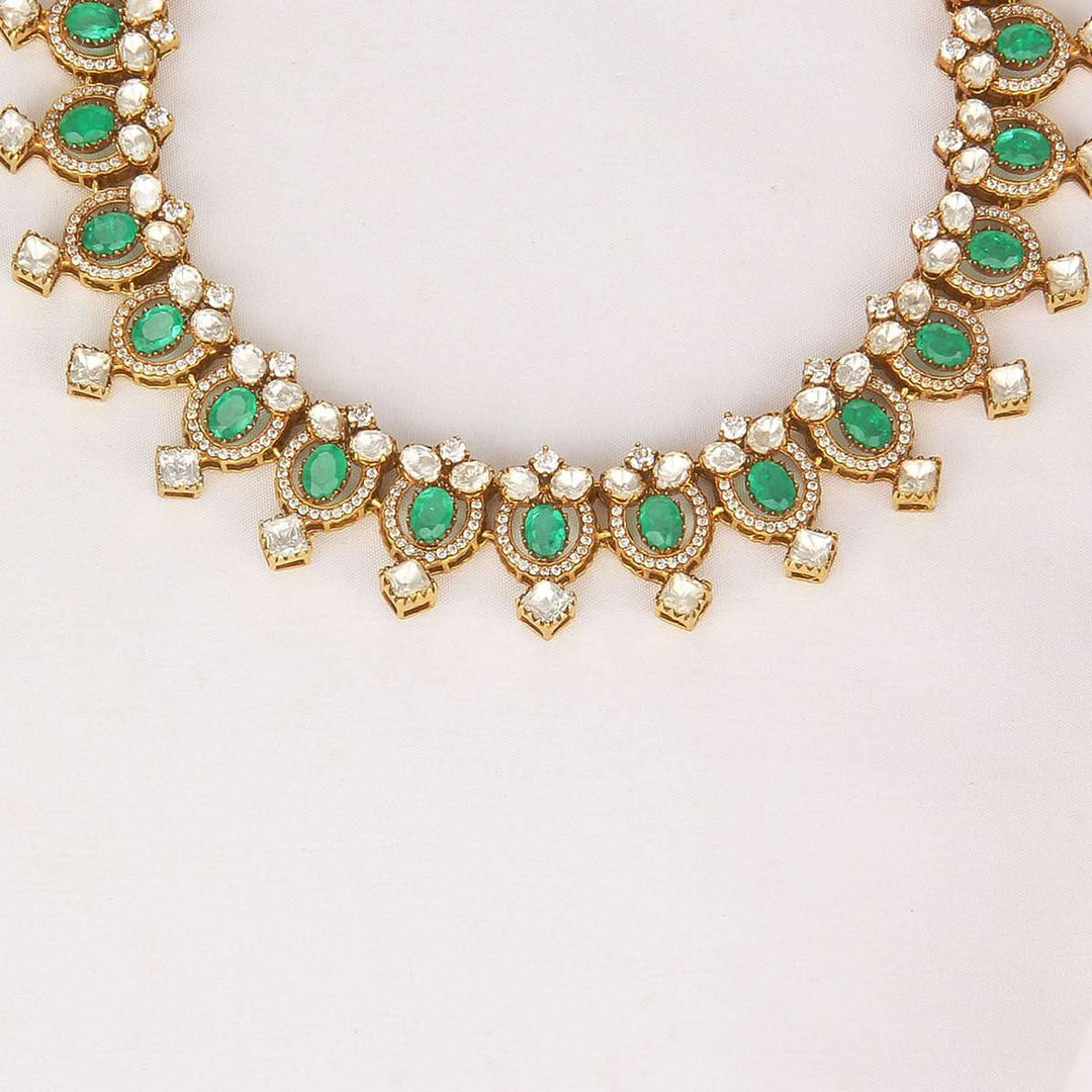 Pure 92.5 Silver, 24kt Gold Plated Vishaka Short Necklace | SHOBITAM