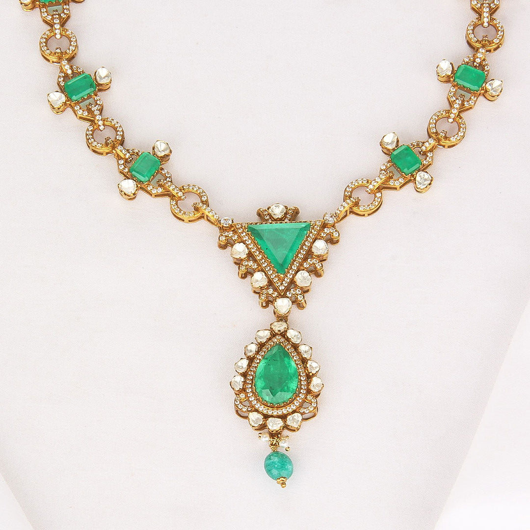 Pure 92.5 Silver, 24kt Gold Plated Livitha Short Necklace | SHOBITAM