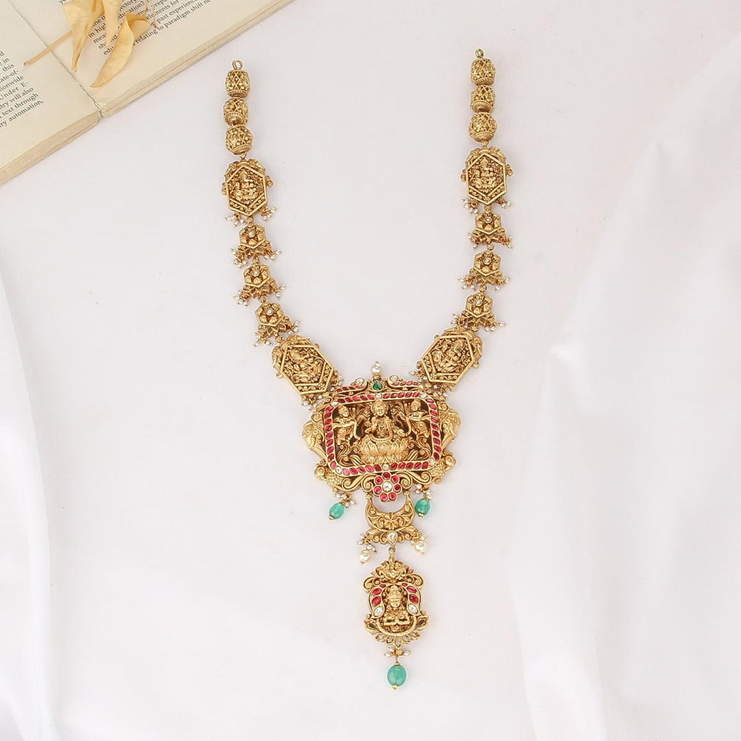 92.5 Silver, Gold Plated, Aadhinikha Nagas Long Necklace | SHOBITAM