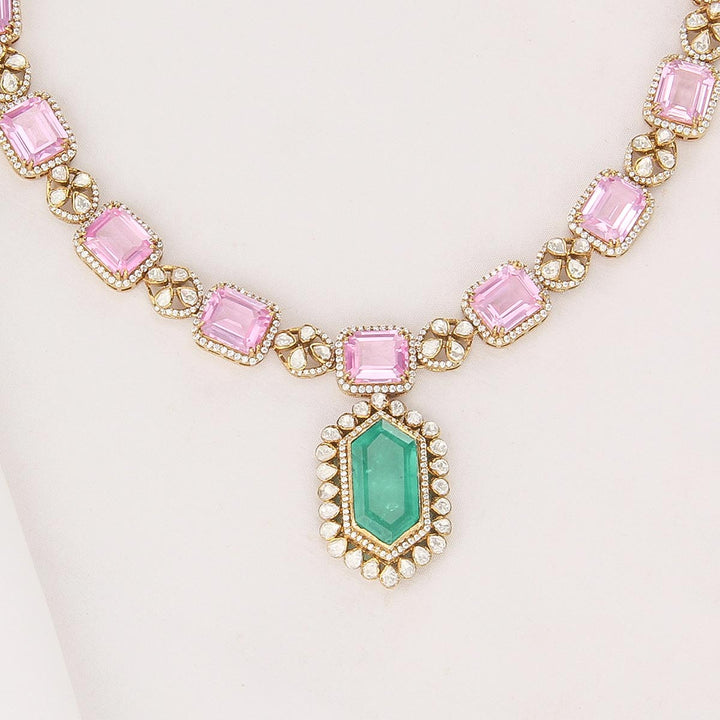 92.5 Silver and 24kt Gold Plated, Nithika Short Necklace Set | SHOBITAM