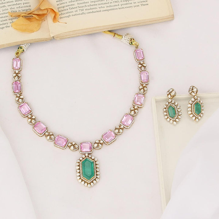 92.5 Silver and 24kt Gold Plated, Nithika Short Necklace Set | SHOBITAM