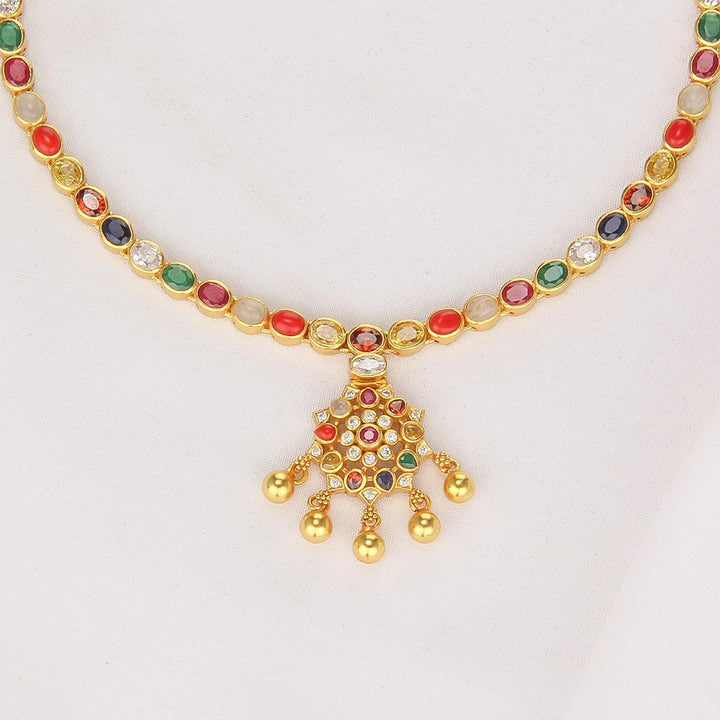 92.5 Silver, 24kt gold-plated, Tavisha Stone Short Necklace | SHOBITAM