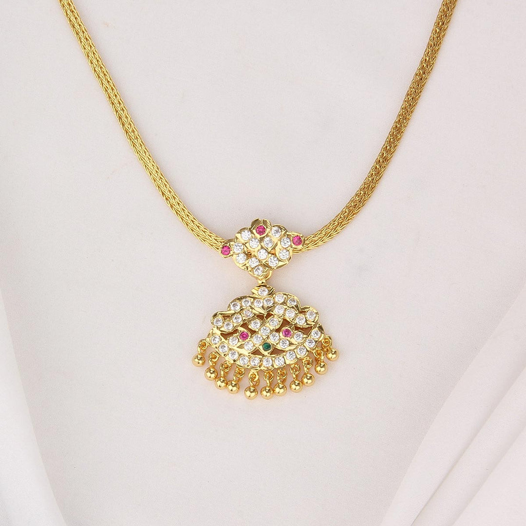 Pure 92.5 Silver, 24kt Gold Plated Visaka Attigai Necklace | SHOBITAM