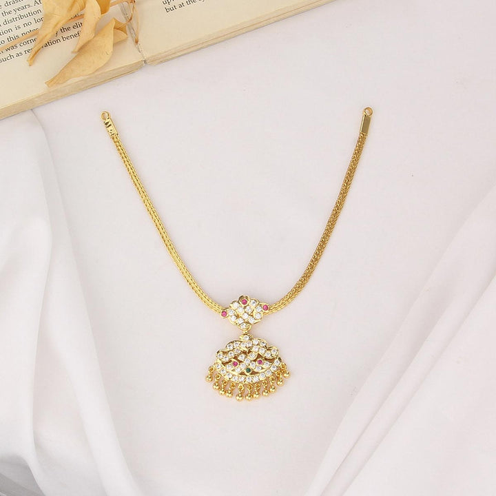 Pure 92.5 Silver, 24kt Gold Plated Visaka Attigai Necklace | SHOBITAM