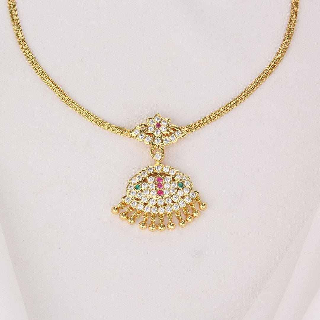 92.5 Silver, 24 kt gold-plated, Yashini Attigai Necklace | SHOBITAM