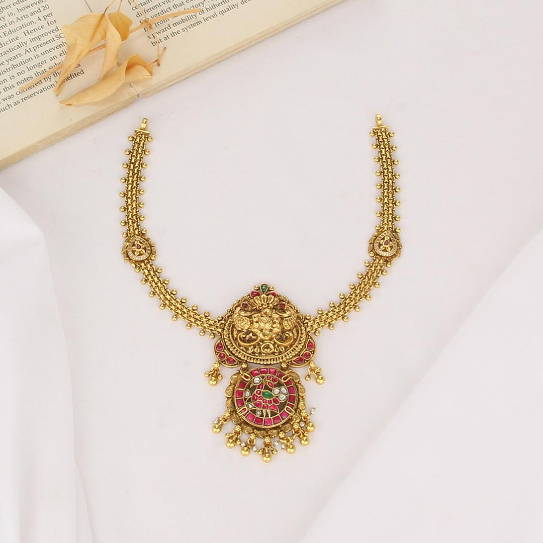 92.5 Silver and 24kt Gold Plated, Siyani Nagas Short Necklace | SHOBITAM
