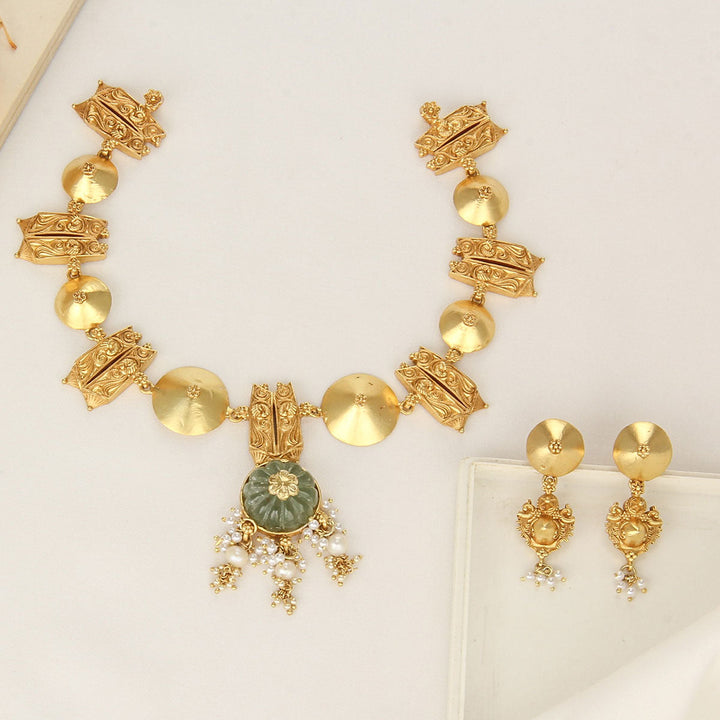 92.5 Silver and 24kt gold-plated, Stunning Mangalyam Necklace Set