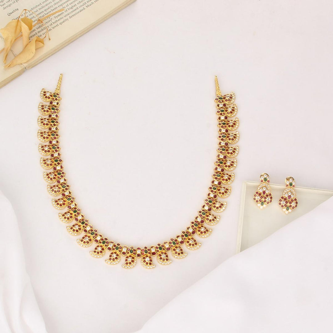 Pure 92.5 Silver, 24kt Gold Plated Stella Long Necklace Set | SHOBITAM