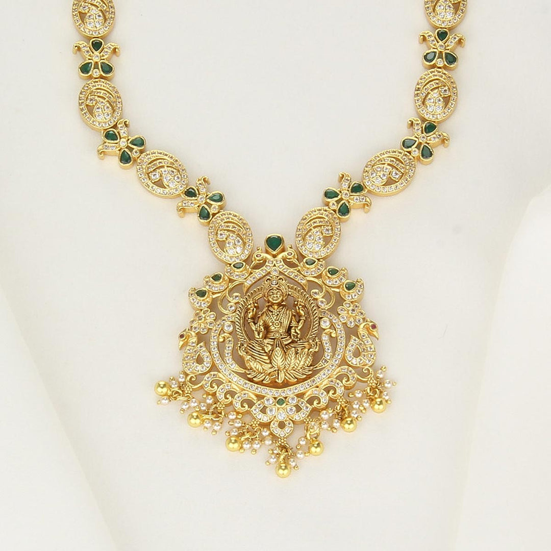 92.5 Silver, 24 kt gold-plated, Janani Stone Long Necklace | SHOBITAM