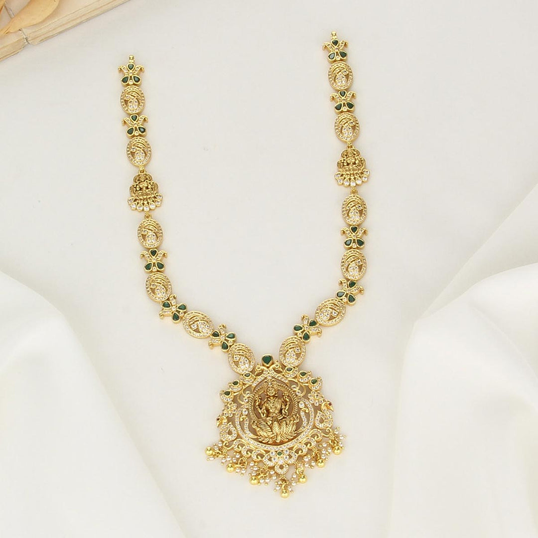 92.5 Silver, 24 kt gold-plated, Janani Stone Long Necklace | SHOBITAM