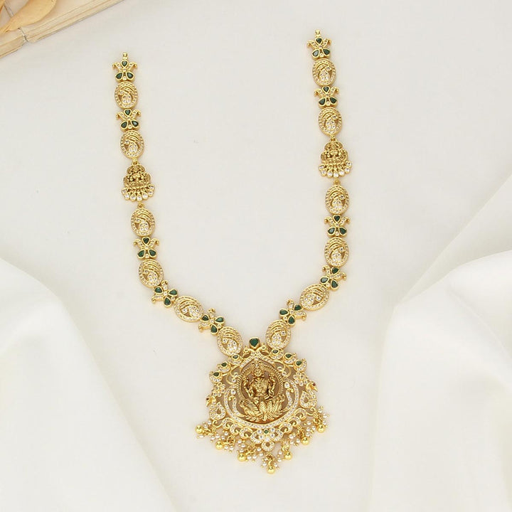 92.5 Silver, 24 kt gold-plated, Janani Stone Long Necklace | SHOBITAM