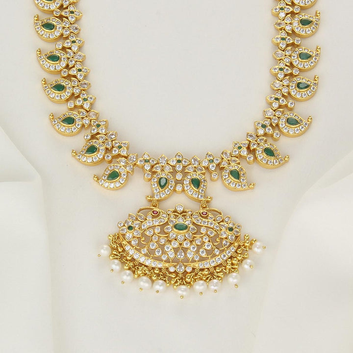 Pure 92.5 Silver, 24kt Gold Plated Vedhika Long Necklace | SHOBITAM