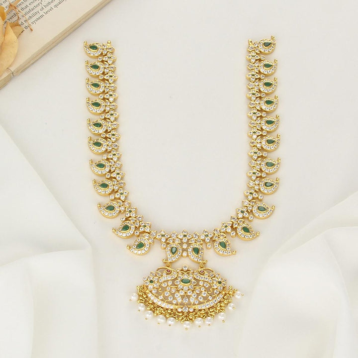 Pure 92.5 Silver, 24kt Gold Plated Vedhika Long Necklace | SHOBITAM