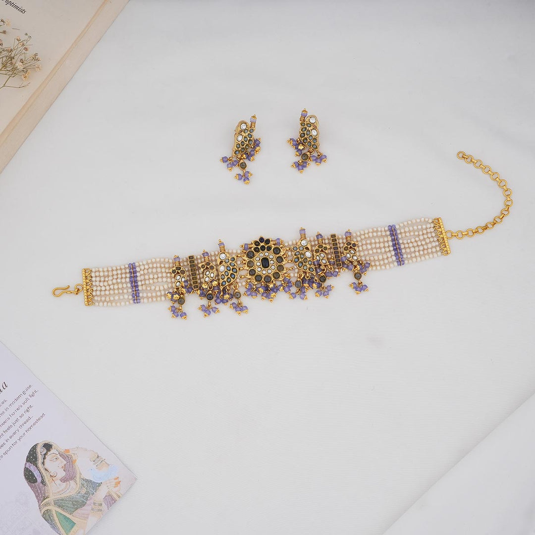 92.5 Silver and 24kt gold-plated, Chic & Charm Boho Choker Set | SHOBITAM