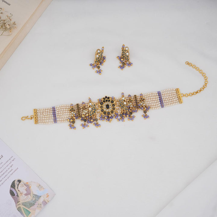 92.5 Silver and 24kt gold-plated, Chic & Charm Boho Choker Set | SHOBITAM