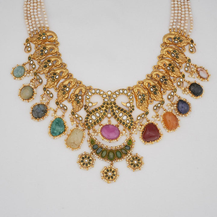 92.5 Silver, Gold Plated, Multi Charming Short Necklace | SHOBITAM