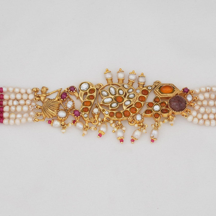 92.5 Silver and 24kt gold-plated, Aura Glow Beads Choker | SHOBITAM