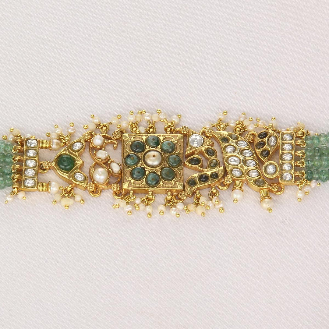 92.5 Silver and 24kt gold-plated, Trendy Look Beads Choker | SHOBITAM