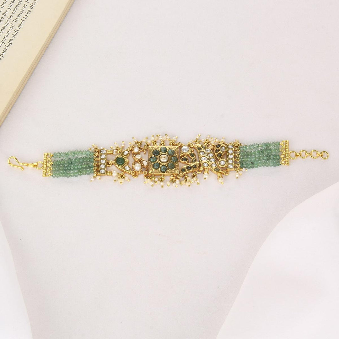 92.5 Silver and 24kt gold-plated, Trendy Look Beads Choker | SHOBITAM