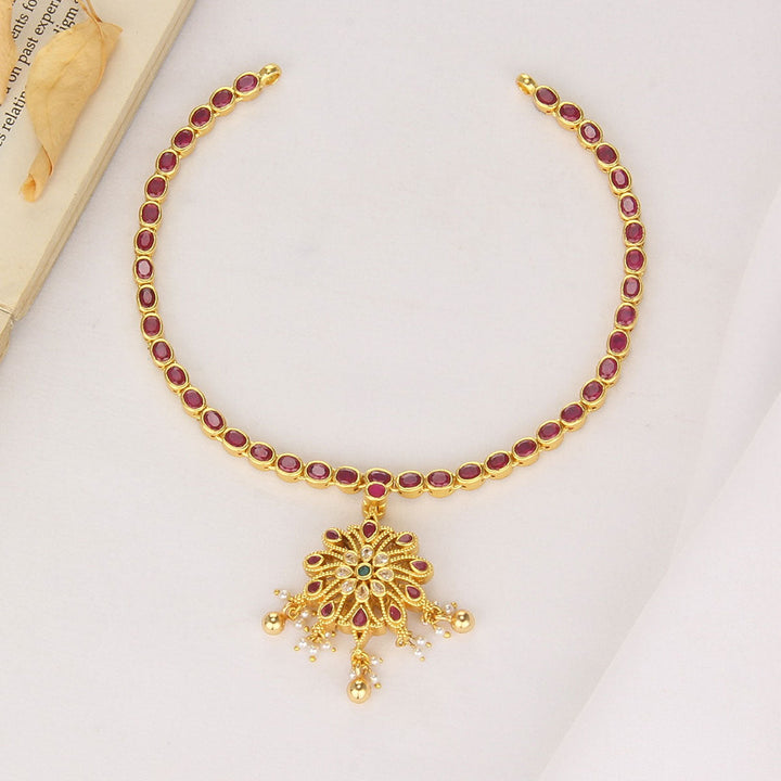 92.5 Silver, 24 kt gold-plated Aadhirai Reversible Short Necklace | SHOBITAM