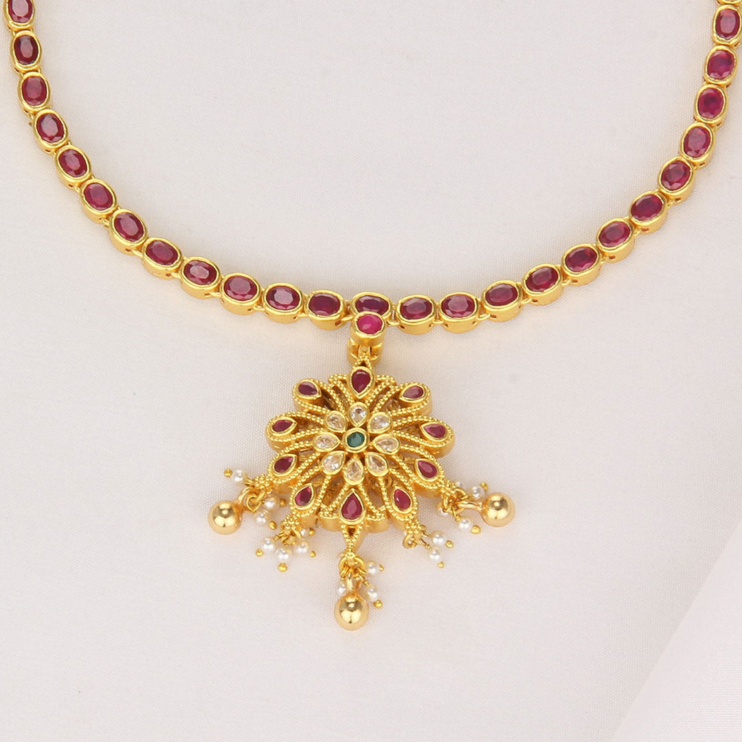92.5 Silver, 24 kt gold-plated Aadhirai Reversible Short Necklace | SHOBITAM
