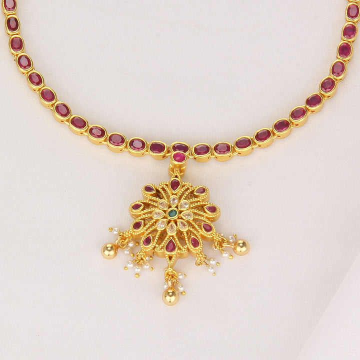 92.5 Silver, 24 kt gold-plated Aadhirai Reversible Short Necklace | SHOBITAM