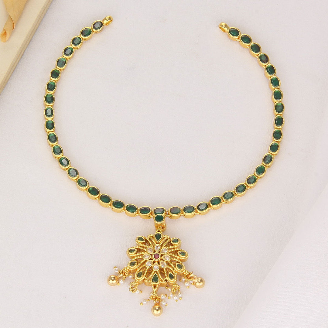92.5 Silver, 24 kt gold-plated Aadhirai Reversible Short Necklace | SHOBITAM