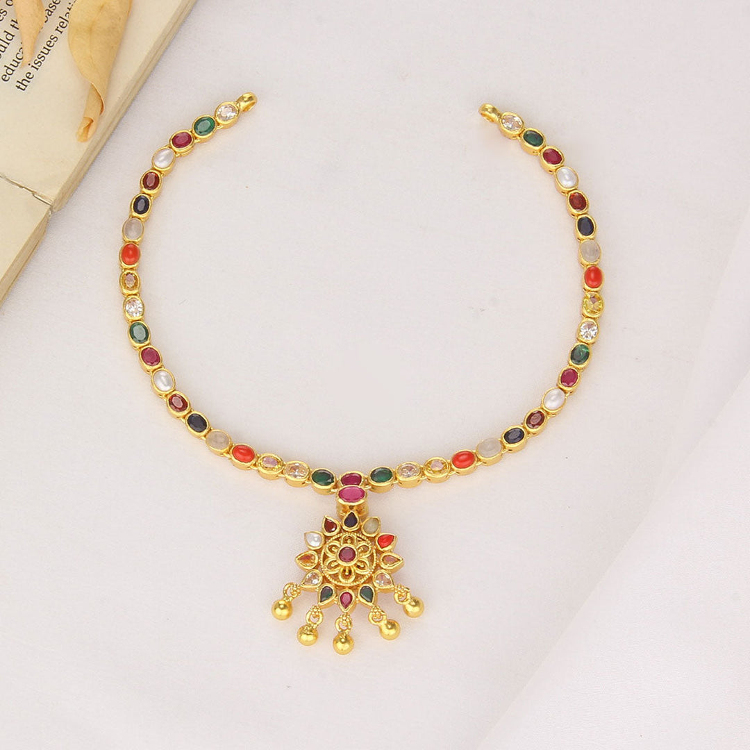 92.5 Silver, 24 kt gold-plated Elisha Reversible Short Necklace | SHOBITAM