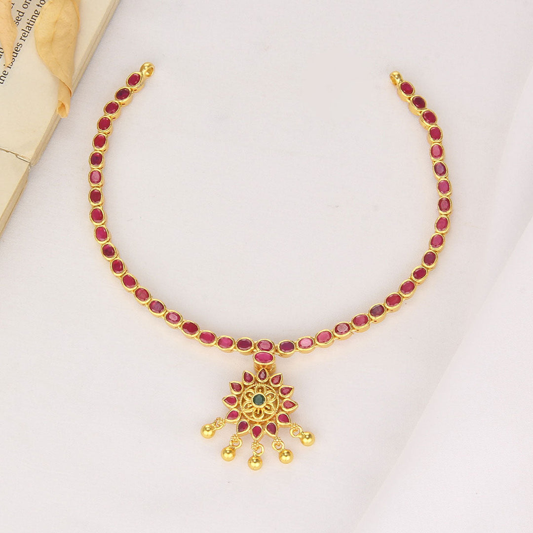 92.5 Silver, 24 kt gold-plated Elisha Reversible Short Necklace | SHOBITAM