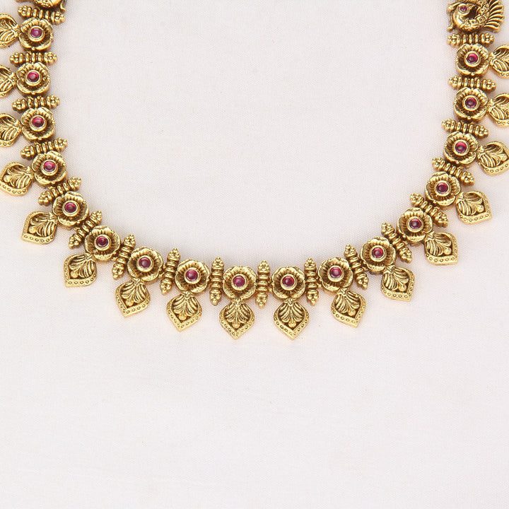 Pure 92.5 Silver, 24kt Gold Plated Lashikha Nagas Short Necklace Set | SHOBITAM