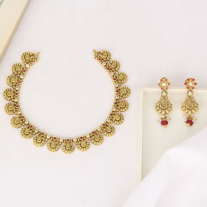 Pure 92.5 Silver, 24kt Gold Plated Majestic Nagas Short Necklace Set | SHOBITAM